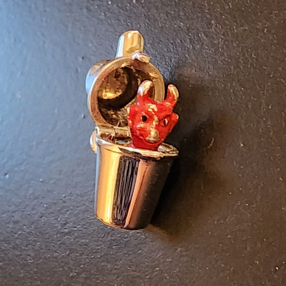 Sterling Silver Devil in a Cocktail Shaker Vintage Charm